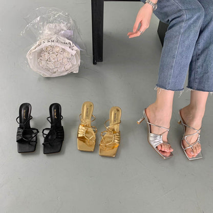 Women's Flip-Toe Stiletto Heel Sandals - Elegant Fashion with Comfort - Buy Center