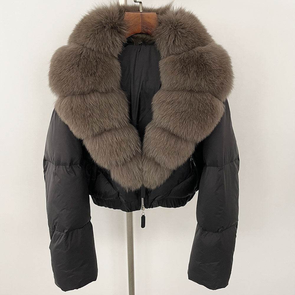 Luxurious Fox Fur Collar Down Jacket - Thick Stylish Coat for Women - Buy Center
