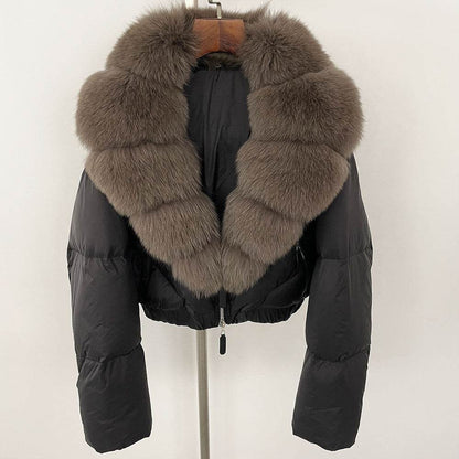 Luxurious Fox Fur Collar Down Jacket - Thick Stylish Coat for Women - Buy Center