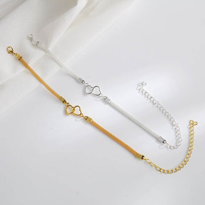 Buy Center Fashion Anklet - Flat Chain Two Hearts in Gold & Silver - Buy Center