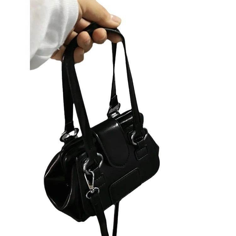 Boston Retro Clip Bag - Stylish Casual Shoulder Bag in Black, Pink, Brown - Buy Center