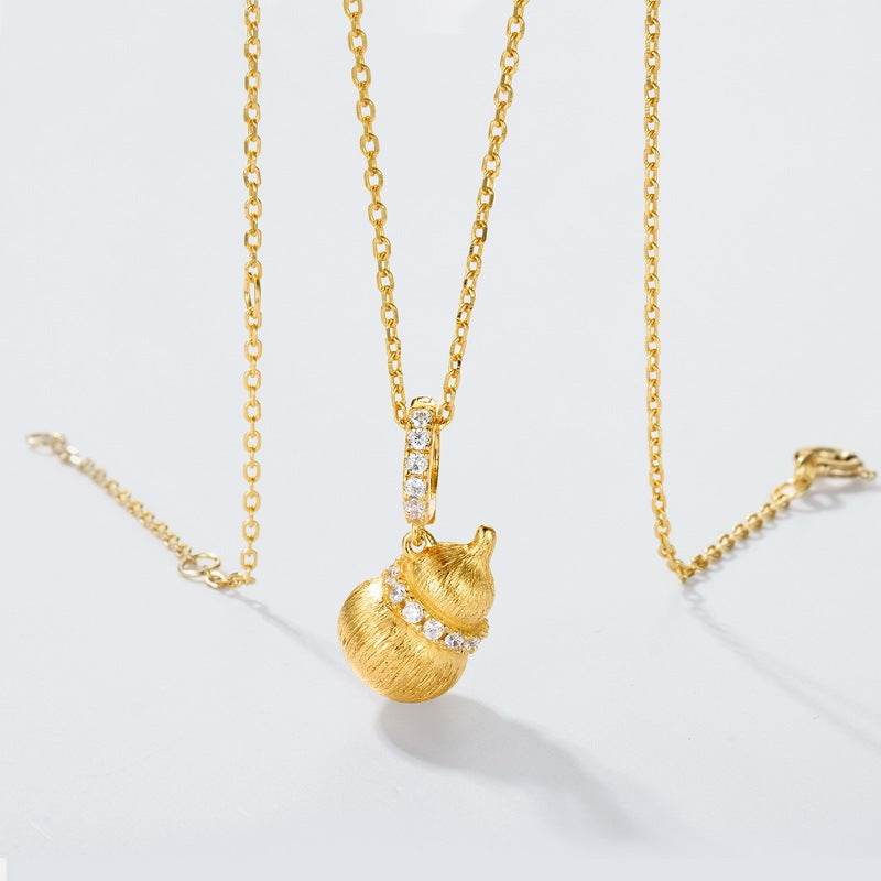 Buycenter 10K Gold & S925 Silver Brushed Calabash Pendant Necklace - Buy Center