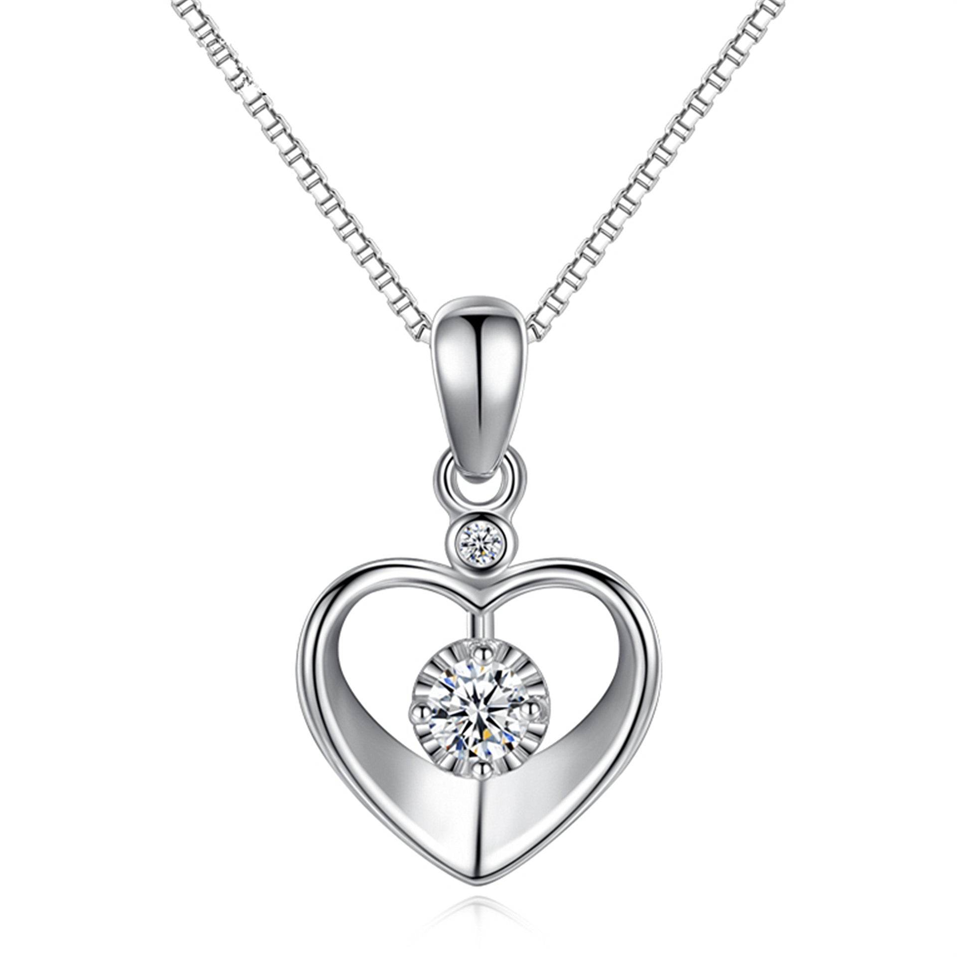 Buy Center Heart Pendant Necklace - Elegant Couple Clavicle Chain - Buy Center