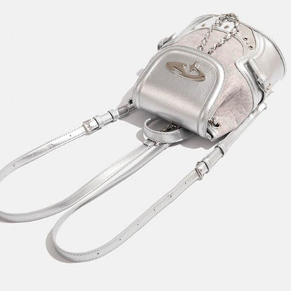 Stylish Silver Crocodile Pattern Backpack - Water-Repellent Fashion Accessory - Buy Center