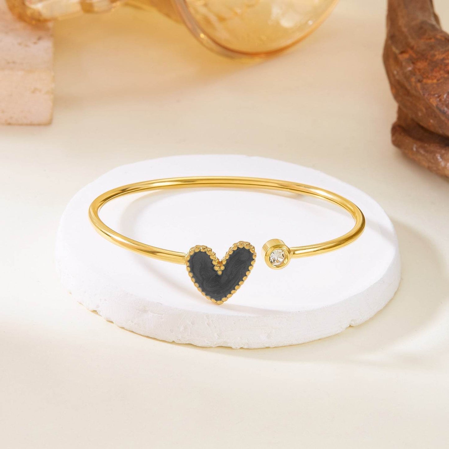 Buy Center Hollow Drop Heart Bracelet with Diamond - Elegant Design - Buy Center