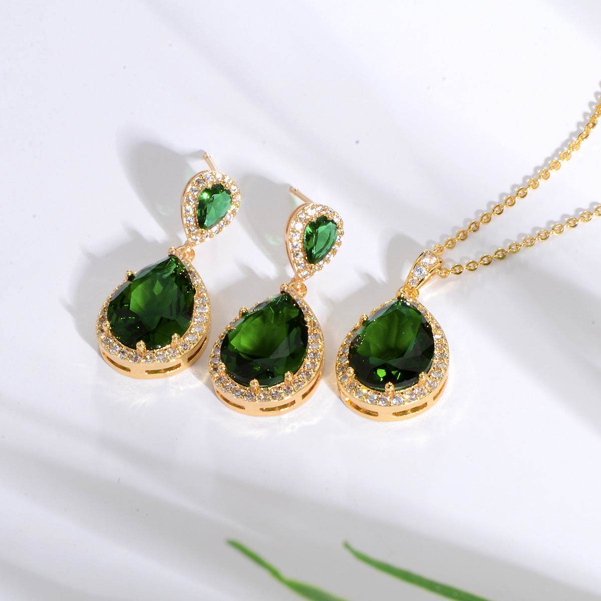 Elegant Zircon Water Drops Necklace & Earring Set - Bridal Jewelry 2025 - Buy Center