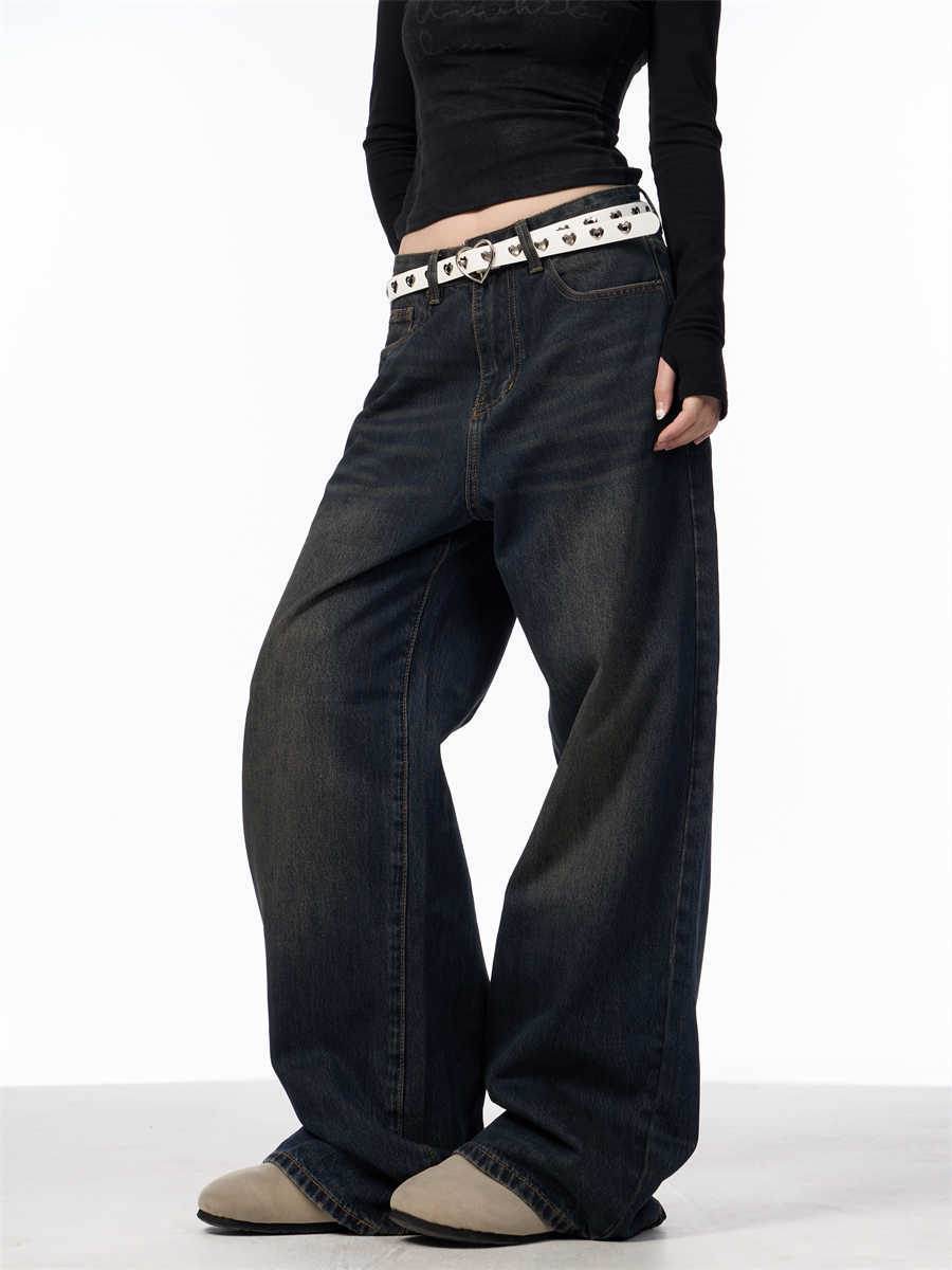 Retro Black Wide Leg Jeans for Women - Vintage Straight-Leg Style - Buy Center