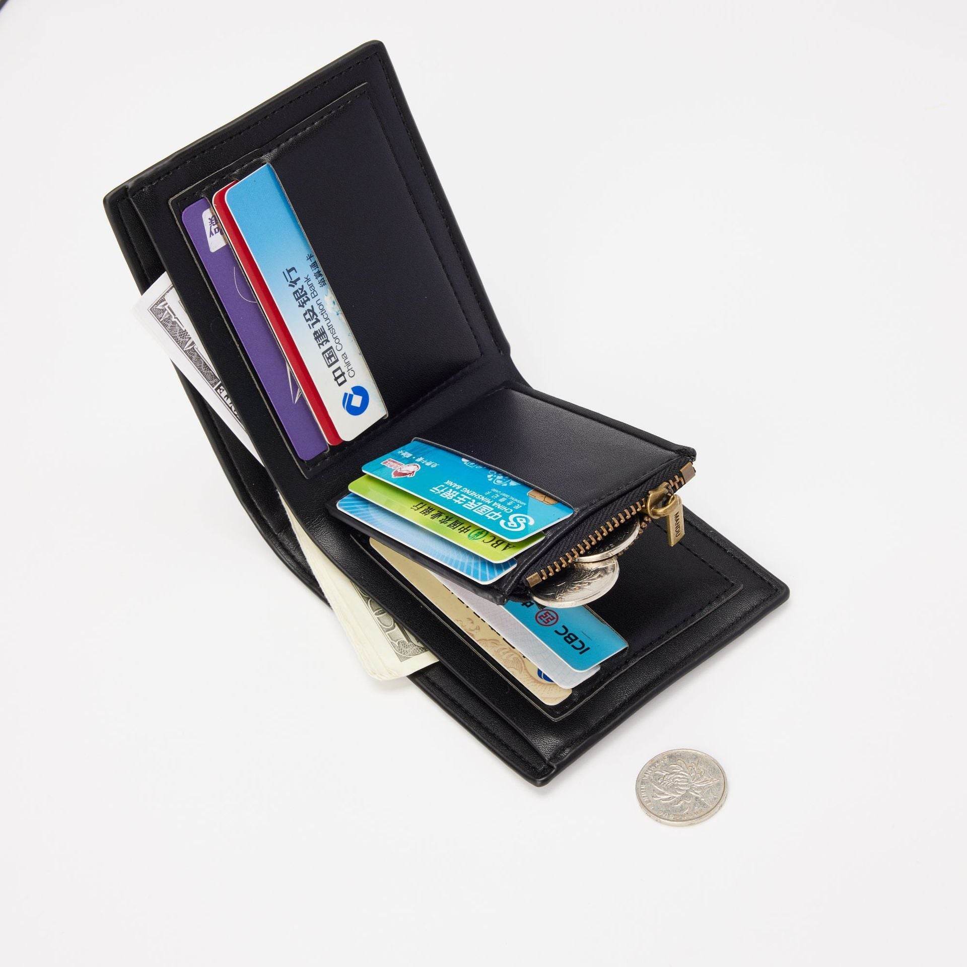 Men's Casual Cross Pattern Wallet - Stylish PU Leather in Black & Brown - Buy Center