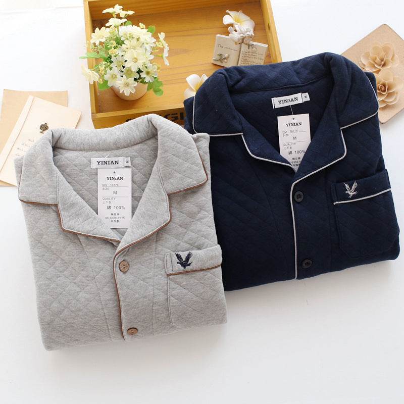 Men's Cotton Air Pajamas - Stylish V-Neck Cardigan for Comfort - Buy Center