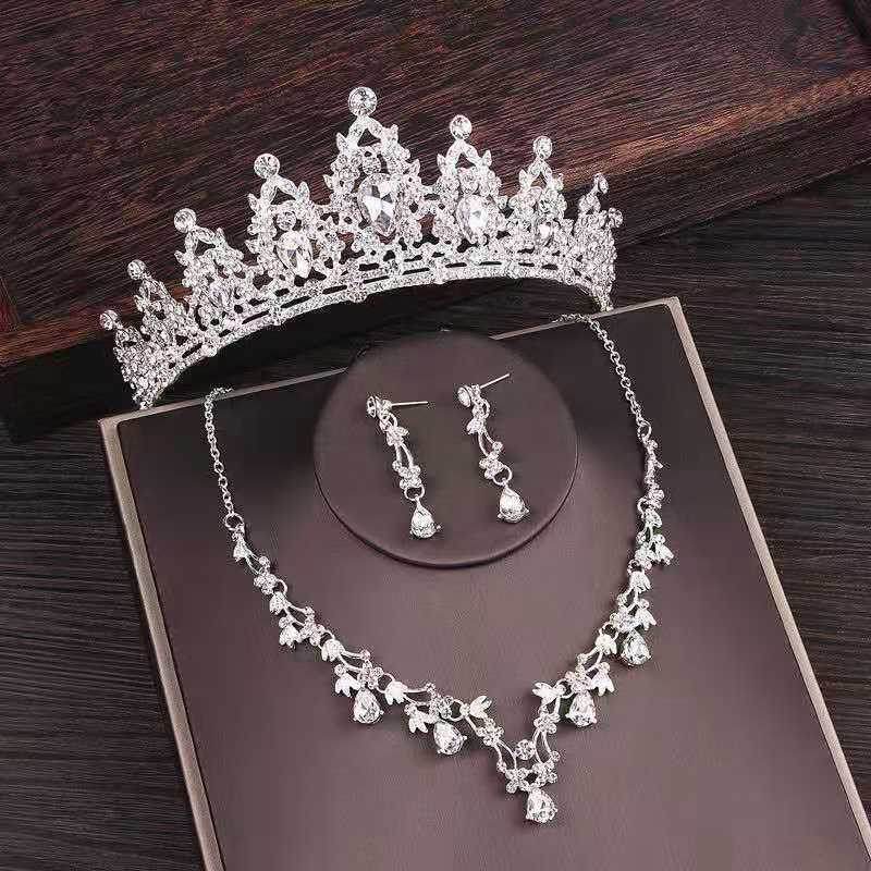 Elegant Bridal Rhinestone Crown Necklace Set - Perfect Wedding Jewelry 2025 - Buy Center