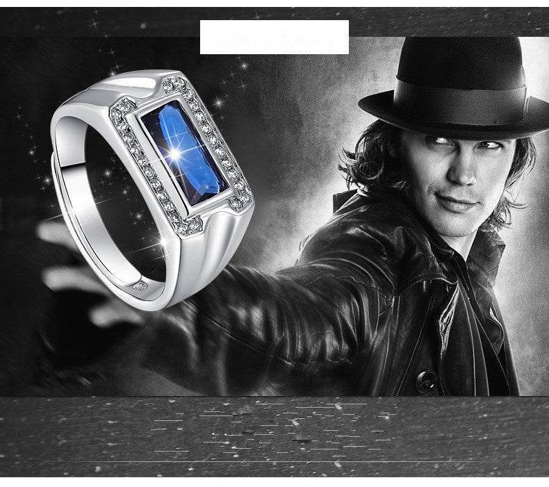 S925 Sterling Silver Kyanite Ring - Modern Geometric Design for Men - Buy Center