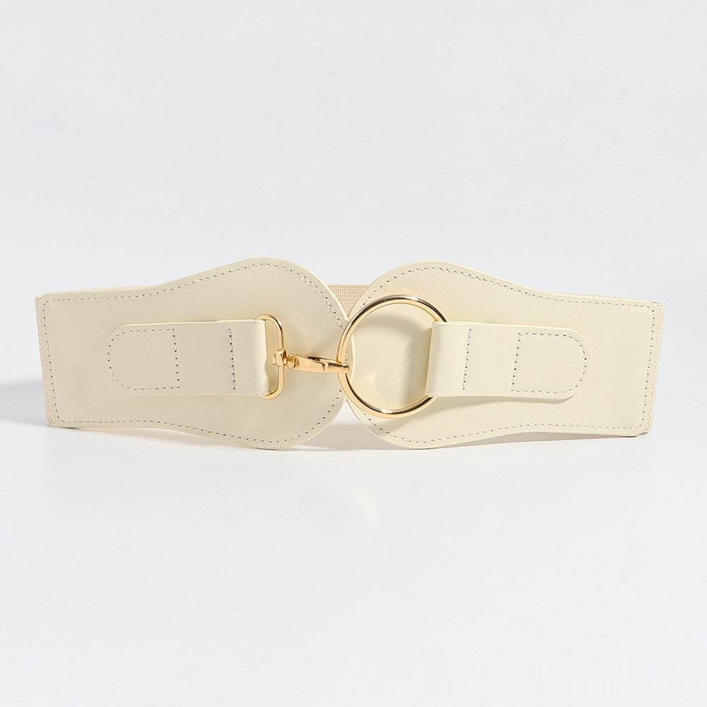 Women's PU Leather Wide Belt - Chic Design with Gold Buckle for 2025 - Buy Center