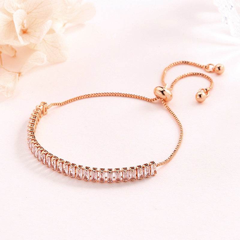 Women's Crystal Zircon Bracelet - Elegant Rose Gold & White Design - Buy Center