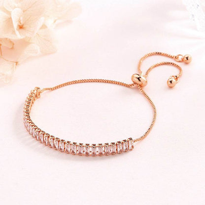 Women's Crystal Zircon Bracelet - Elegant Rose Gold & White Design - Buy Center
