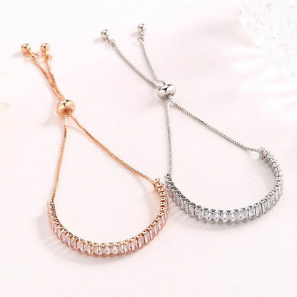 Women's Crystal Zircon Bracelet - Elegant Rose Gold & White Design - Buy Center