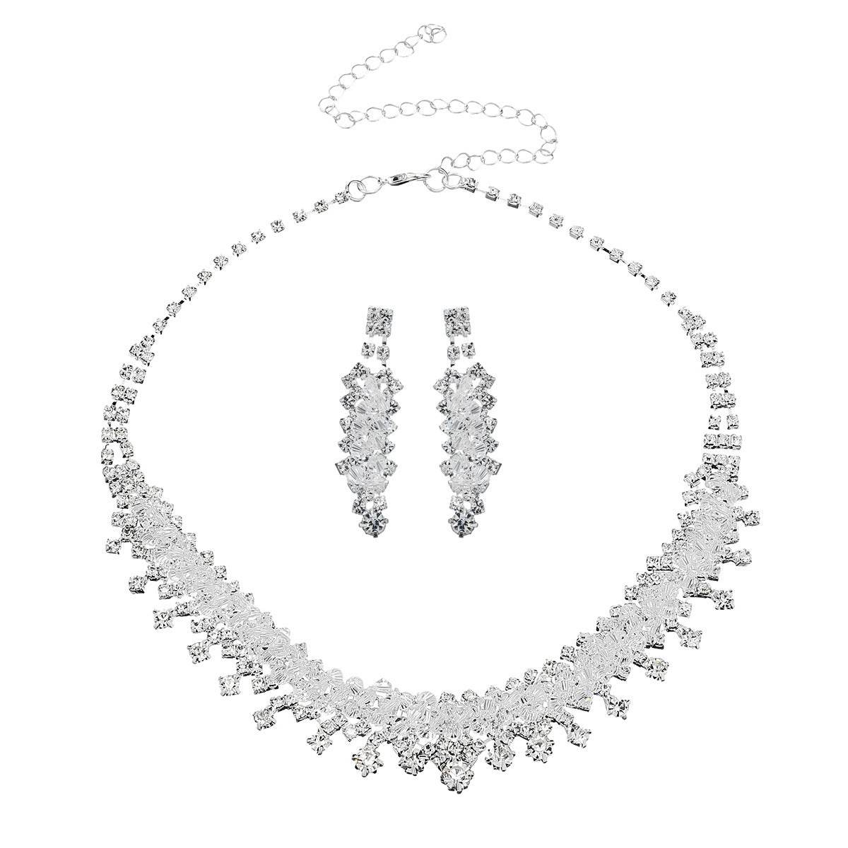 Elegant Wedding Jewelry Set - Silver Alloy Necklace & Earring Duo - Buy Center