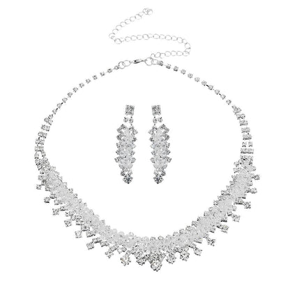 Elegant Wedding Jewelry Set - Silver Alloy Necklace & Earring Duo - Buy Center