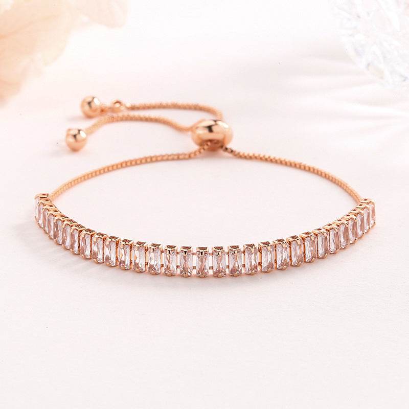 Women's Crystal Zircon Bracelet - Elegant Rose Gold & White Design - Buy Center