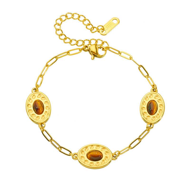 Buy Center Retro Gold-Plated Stainless Steel Oval Geometry Bracelet - Buy Center