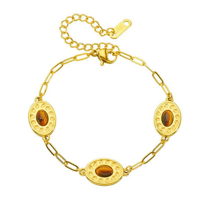 Buy Center Retro Gold-Plated Stainless Steel Oval Geometry Bracelet - Buy Center