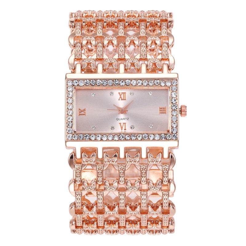 Women's Steel Band Diamond Watch - Rhinestone Square Design, Premium Style - Buy Center