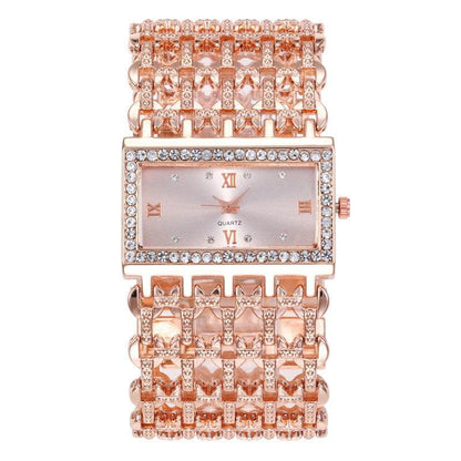 Women's Steel Band Diamond Watch - Rhinestone Square Design, Premium Style - Buy Center