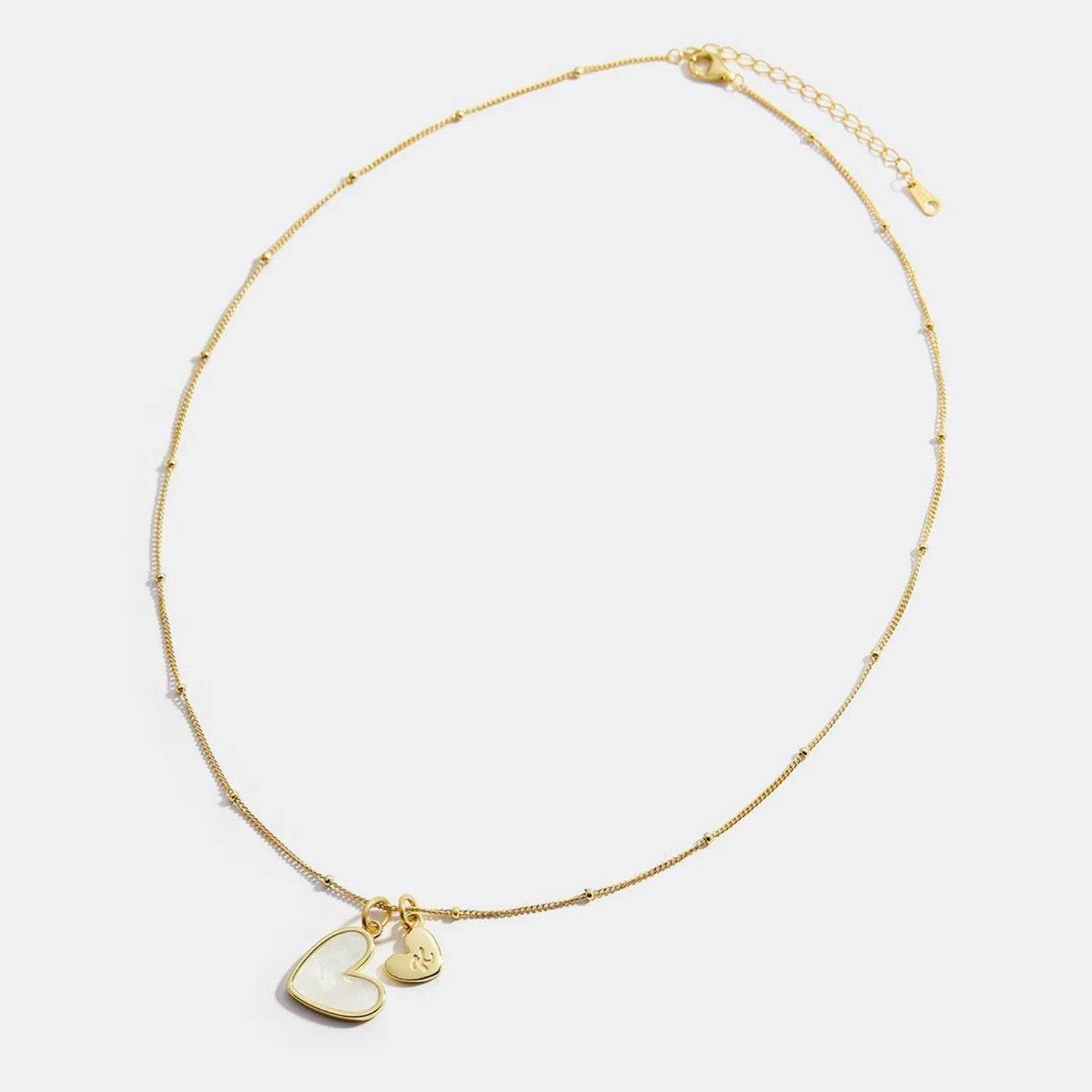 Personalized Heart-Shaped Bead Necklace - Silver, Gold, Rose Gold Options - Buy Center