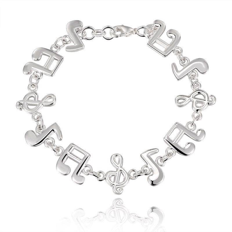 Exquisite Silver Music Note Bracelet - Elegant Jewelry for Music Lovers - Buy Center