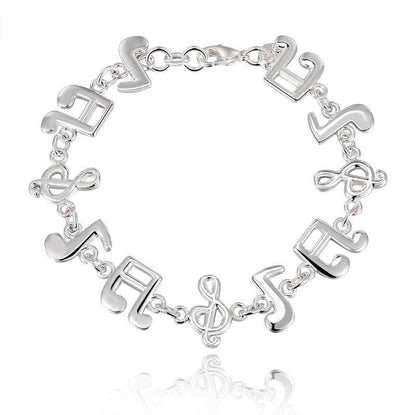 Exquisite Silver Music Note Bracelet - Elegant Jewelry for Music Lovers - Buy Center