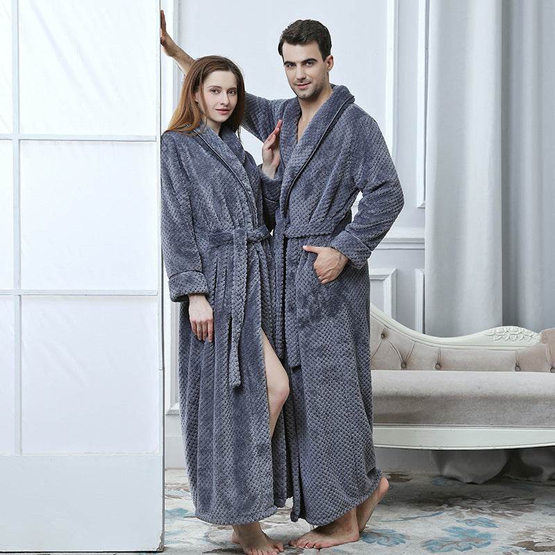 Thick Waist Velvet Men's Bathrobe - Stylish Long Flannel Cardigan 2025 - Buy Center