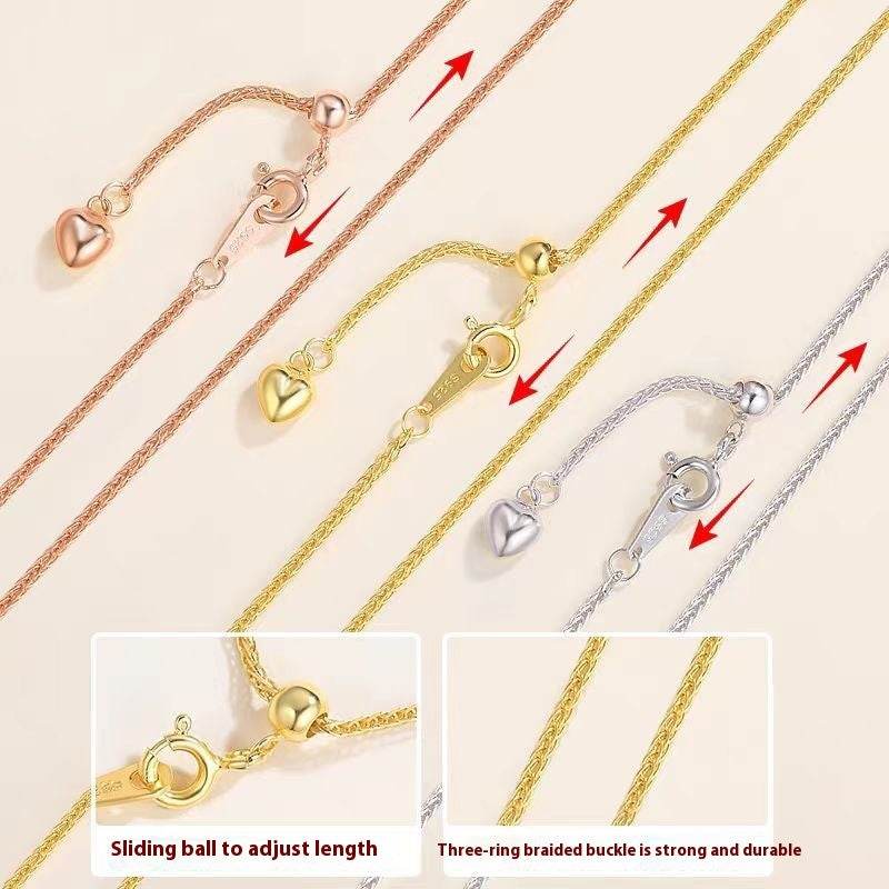 Buy Center 925 Silver Heart Necklace - 18K Gold Plated Chopin Chain - Buy Center