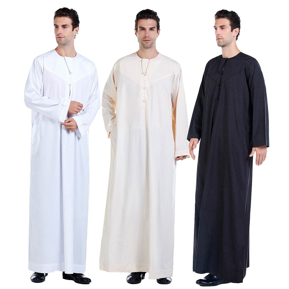 Elegant Middle Eastern Men's Robe - Cotton Blend with Stylish Embroidery - Buy Center