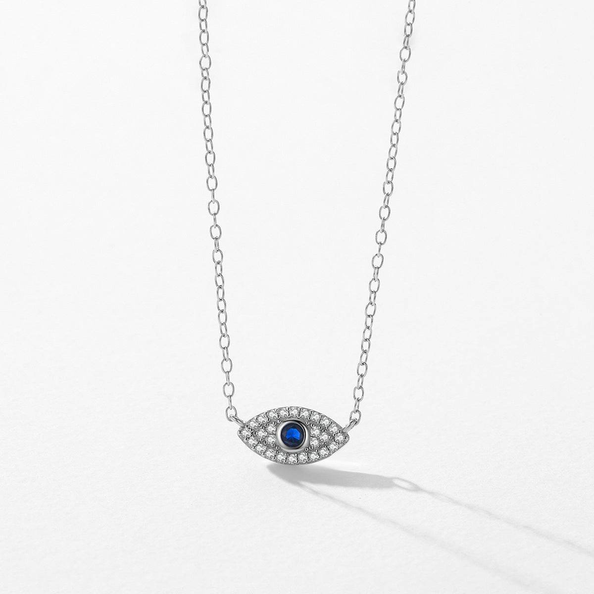 Pure Exquisite Diamond Devil's Eye Necklace - 925 Silver Adjustable Chain - Buy Center