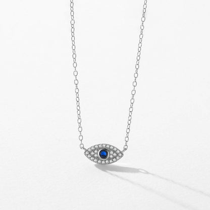 Pure Exquisite Diamond Devil's Eye Necklace - 925 Silver Adjustable Chain - Buy Center