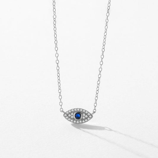 Pure Exquisite Diamond Devil's Eye Necklace - 925 Silver Adjustable Chain - Buy Center