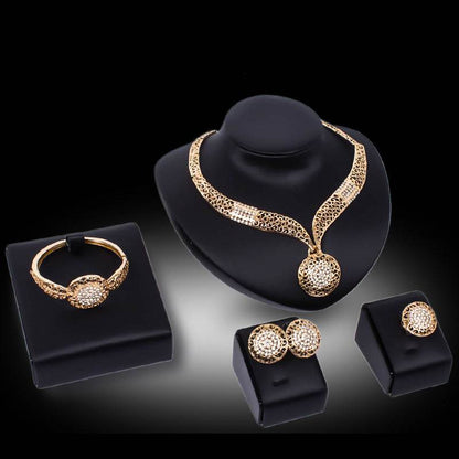 Elegant Four-Piece Fine Jewelry Set - Necklace, Earrings, and Ring 2025 - Buy Center