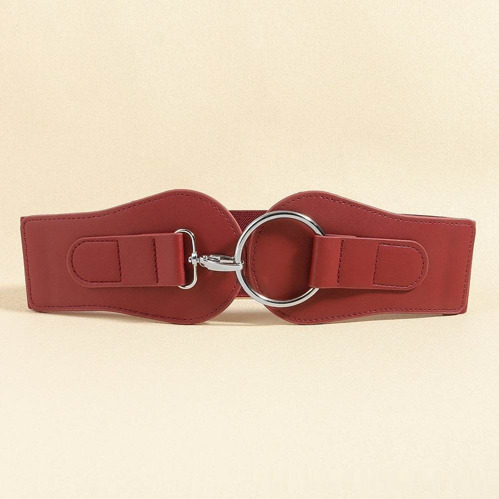 Women's PU Leather Wide Belt - Chic Design with Gold Buckle for 2025 - Buy Center