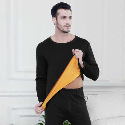 Men's Plush Thermal Underwear Set - Cozy Pullover & Loose Pants - Buy Center