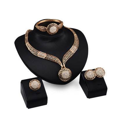 Elegant Four-Piece Fine Jewelry Set - Necklace, Earrings, and Ring 2025 - Buy Center