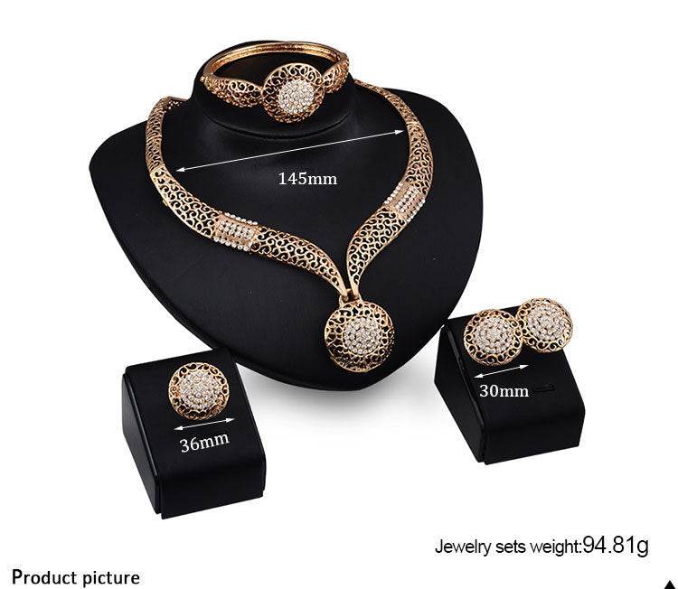 Elegant Four-Piece Fine Jewelry Set - Necklace, Earrings, and Ring 2025 - Buy Center