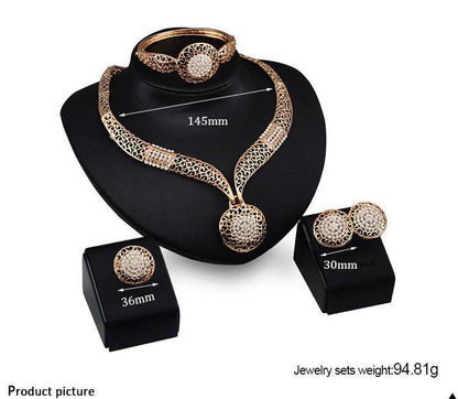 Elegant Four-Piece Fine Jewelry Set - Necklace, Earrings, and Ring 2025 - Buy Center