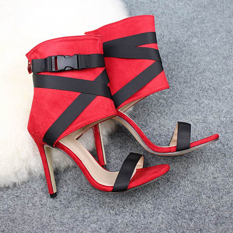 Open Toe Woven Stiletto Heels - Women's Suede Fashion Pumps 2025 - Buy Center