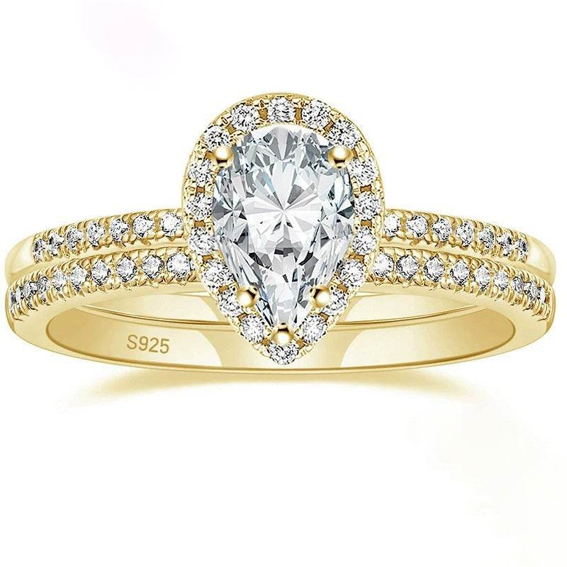 Buycenter S925 Water Drop Zircon Ring - Elegant Women's Jewelry, Multiple Sizes - Buy Center