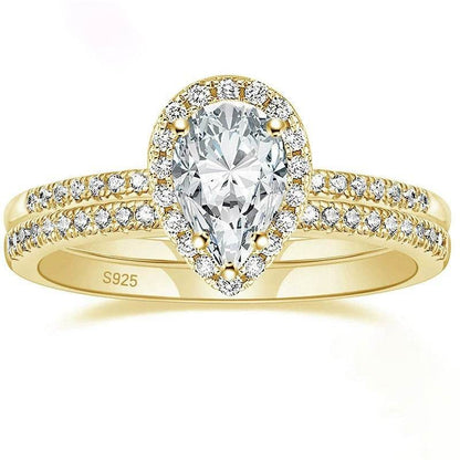 Buycenter S925 Water Drop Zircon Ring - Elegant Women's Jewelry, Multiple Sizes - Buy Center