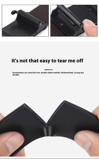 Automatic Cowhide Leather Belt - Stylish Business Casual with Alloy Buckle - Buy Center