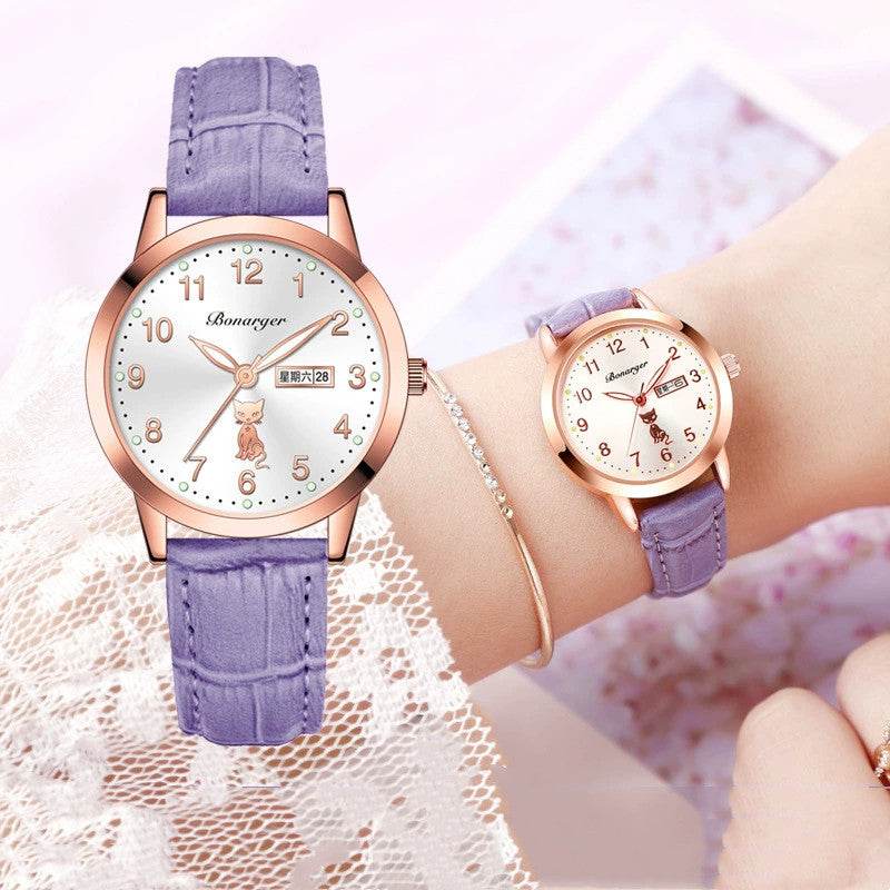 Buycenter Women's Luminous Quartz Watch - Stylish Waterproof Belt Options - Buy Center