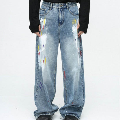 Niche Design Casual Graffiti Jeans - Loose Fit, Mid Waist for Comfort - Buy Center