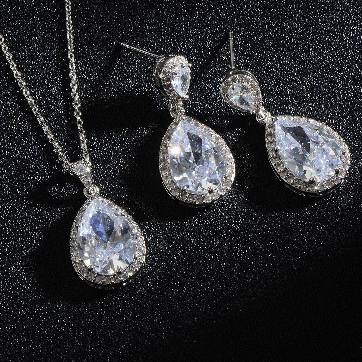 Elegant Zircon Water Drops Necklace & Earring Set - Bridal Jewelry 2025 - Buy Center