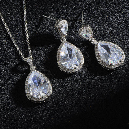 Elegant Zircon Water Drops Necklace & Earring Set - Bridal Jewelry 2025 - Buy Center