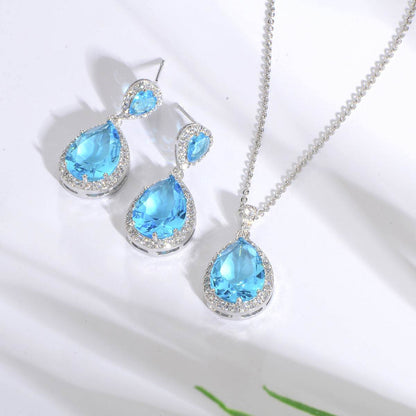 Elegant Zircon Water Drops Necklace & Earring Set - Bridal Jewelry 2025 - Buy Center